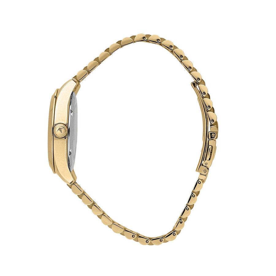 lucien rochat ladies quartz gold plated silver dial bracelet watch