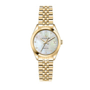 lucien rochat ladies quartz gold plated silver dial bracelet watch