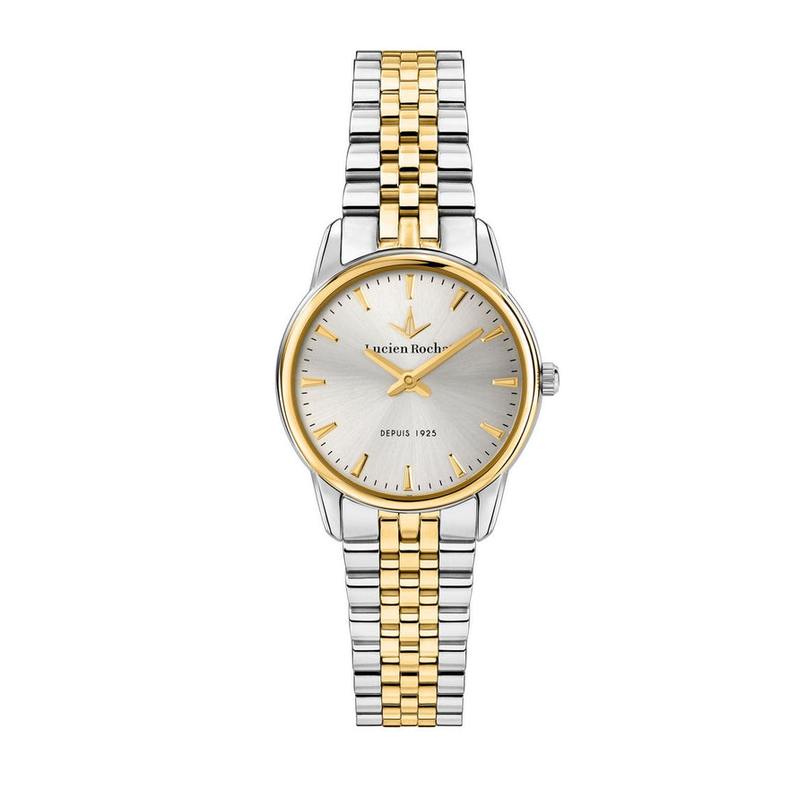 lucien rochat ladies quartz two tone white dial bracelet watch