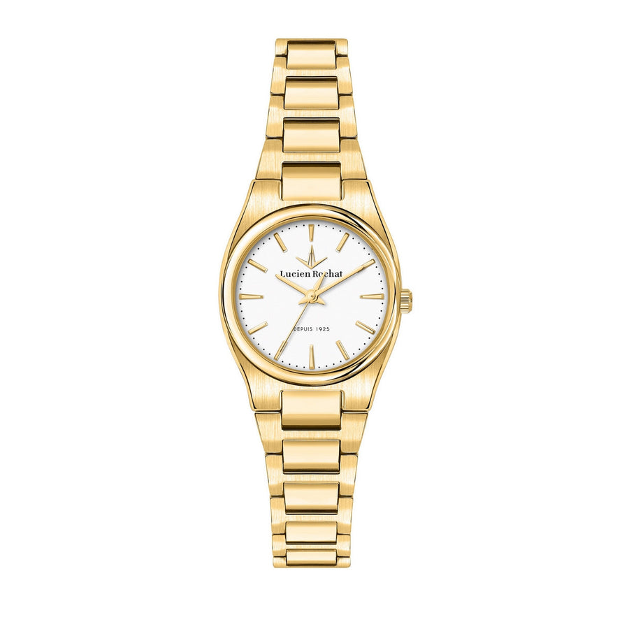 lucien rochat ladies quartz gold plated white dial bracelet watch