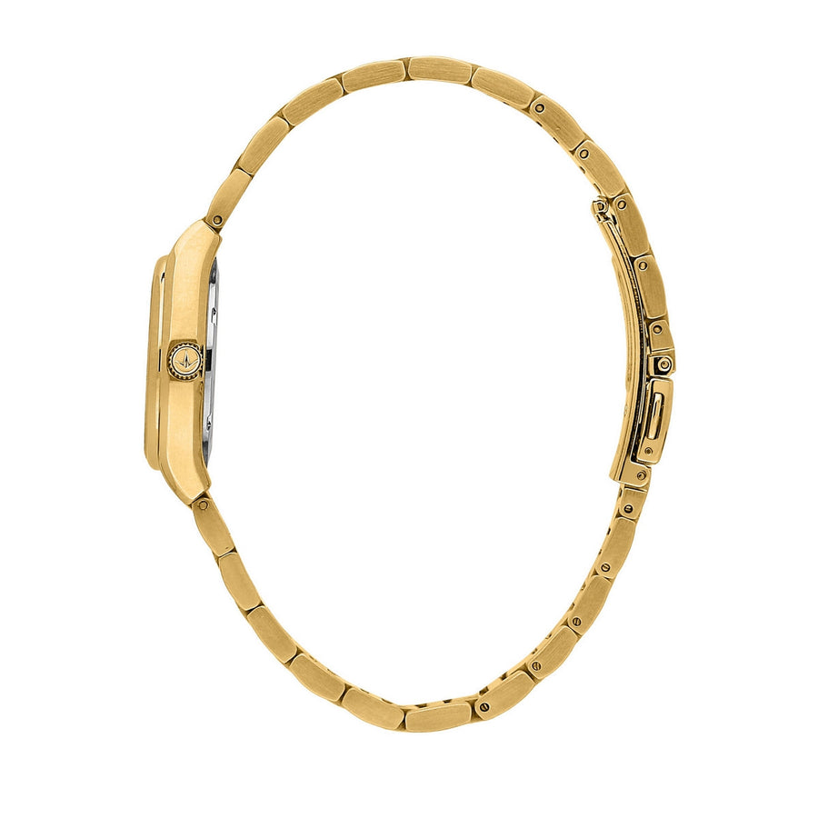 lucien rochat ladies quartz gold plated white dial bracelet watch
