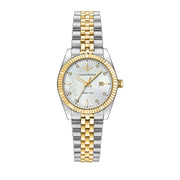 lucien rochat ladies quartz two tone white dial bracelet watch