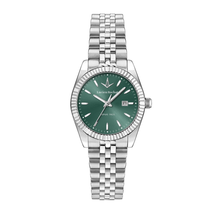 lucien rochat ladies quartz stainless steel green dial bracelet watch