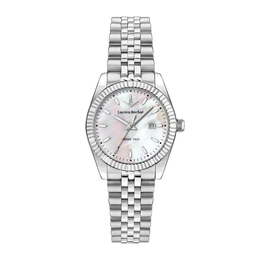 lucien rochat ladies quartz stainless steel mop dial bracelet watch