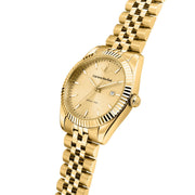 lucien rochat ladies quartz gold plated champagne dial bracelet watch