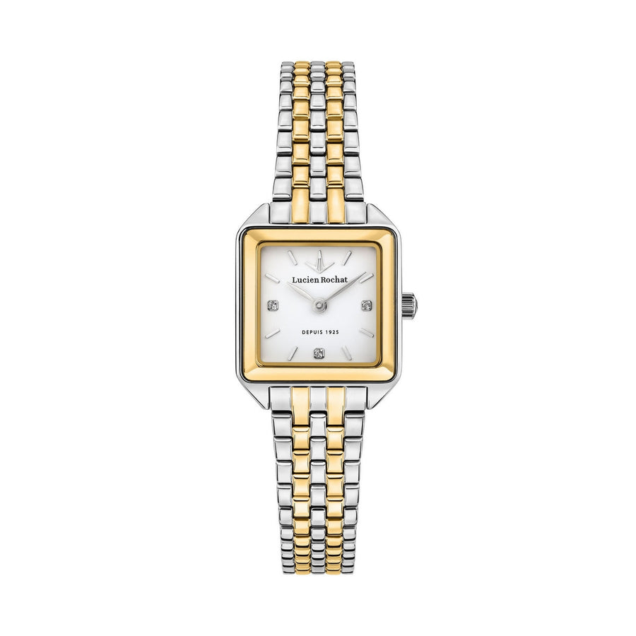 lucien rochat ladies quartz two tone white dial bracelet watch