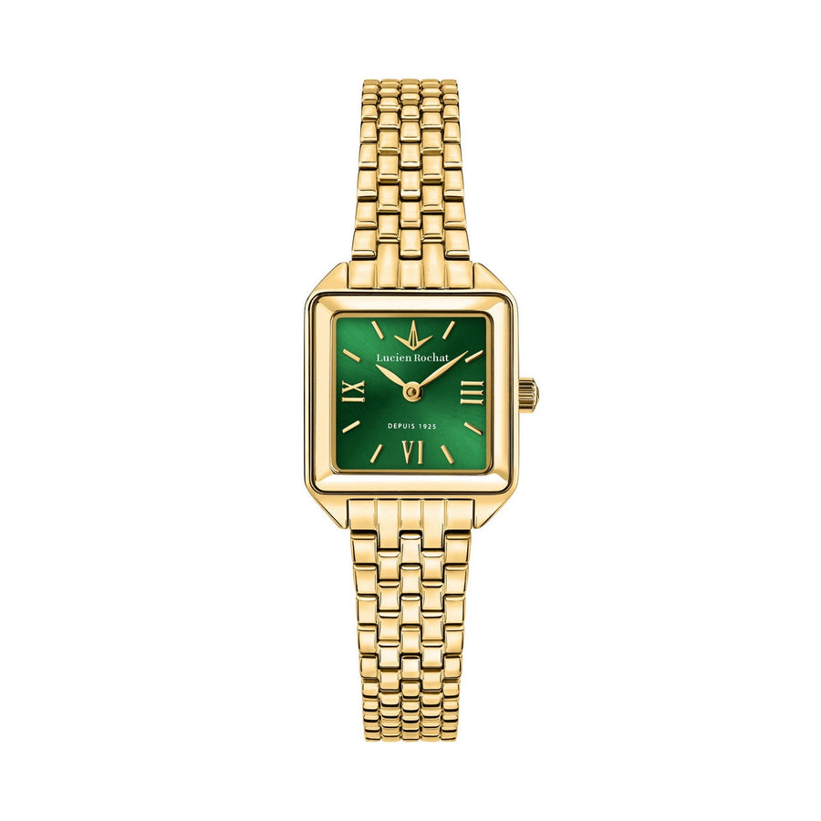 lucien rochat aurorae 24x30mm 2h green dial gold plated bracelet