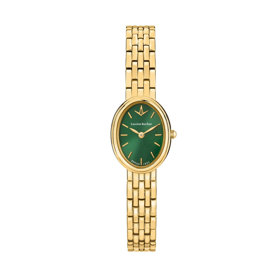 lucien rochat precieux 20mm 2h green dial gold plated bracelet
