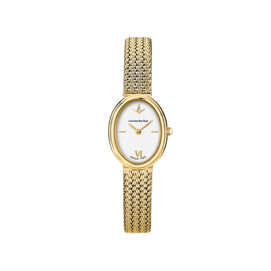 lucien rochat precieux 20mm 2h silver dial gold plated mesh band