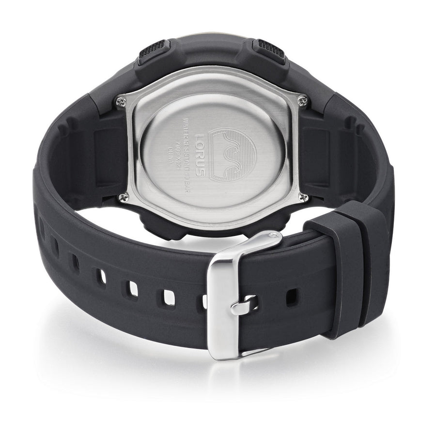 lorus digital gents black strap watch