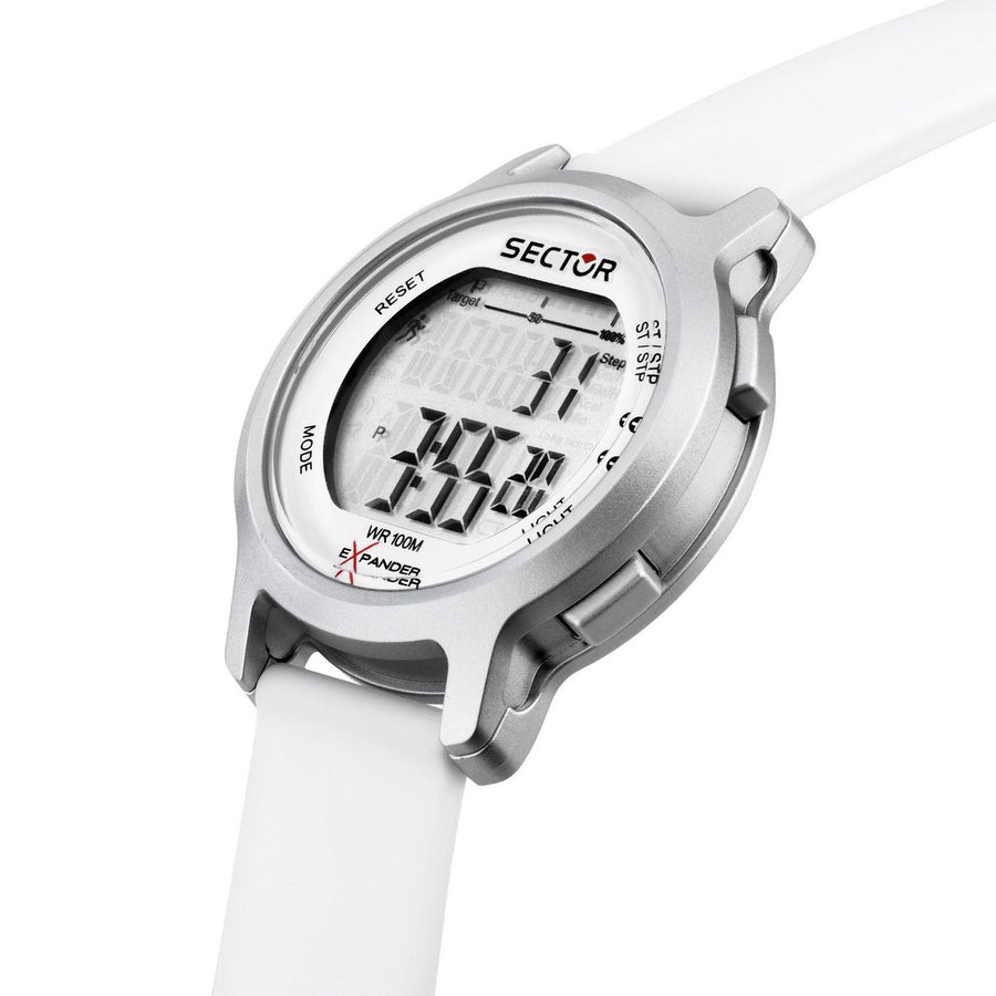 sector ex-27 43mm digital white dial white st