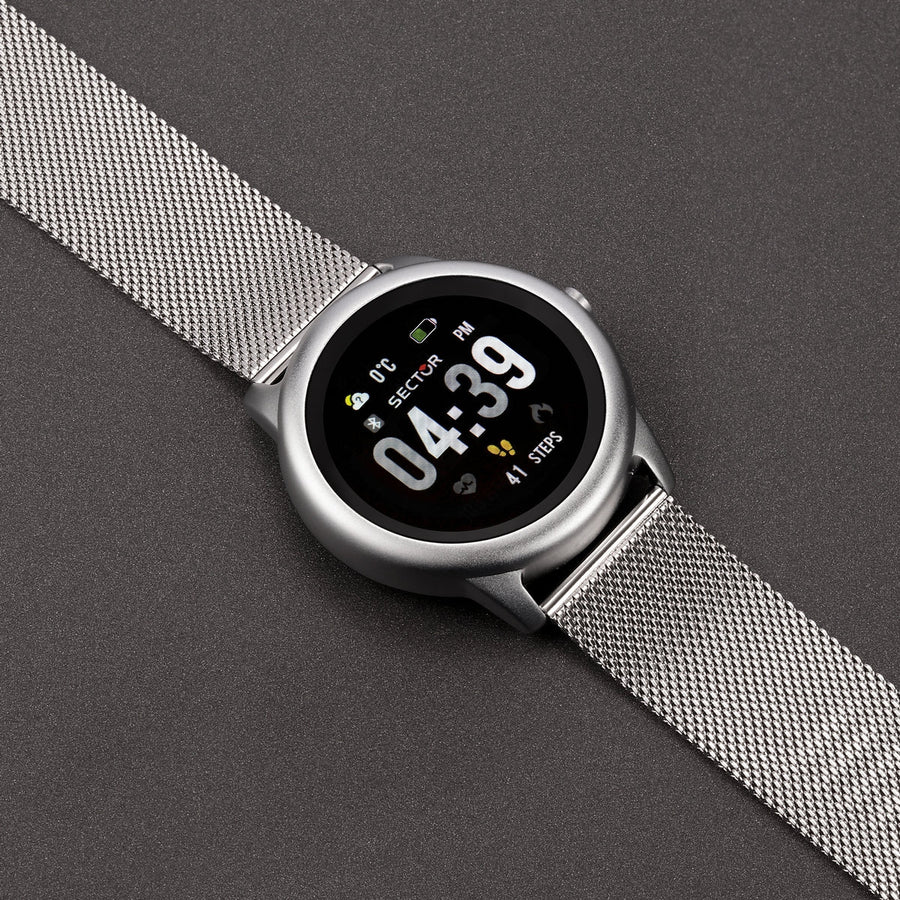 sector s-01 smart 45.5mm digital mesh stainless steel bracelet