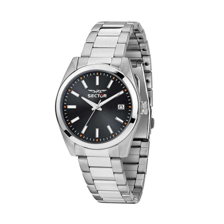 sector no limits 240 37mm 3h black dial stainless steel bracelet watch