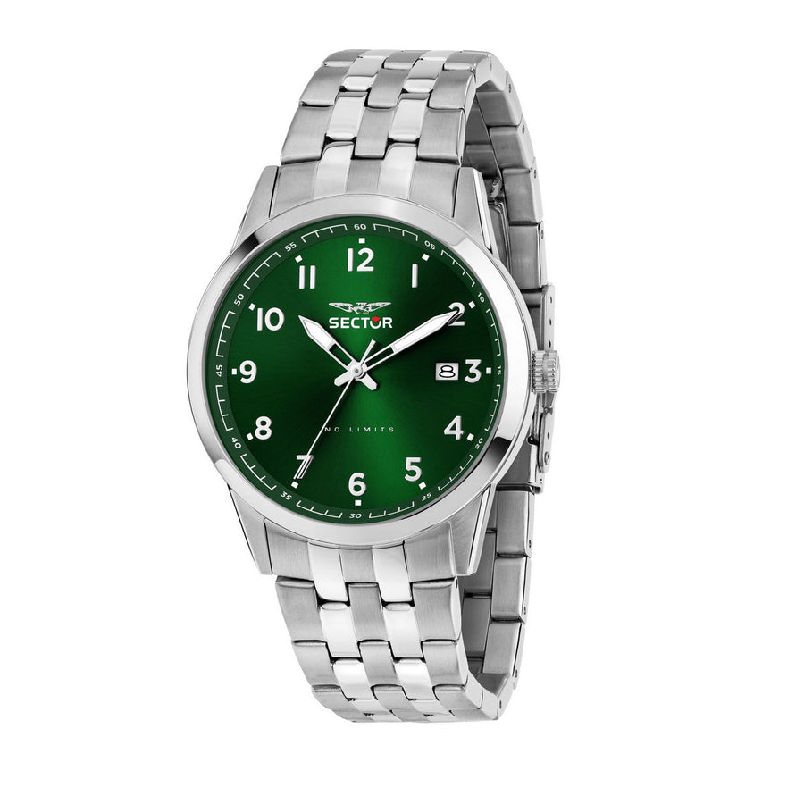 sector no limits 660 41mm 3h green dial stainless steel bracelet watch