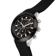 sector  270 45mm chronograph black dial black silicone strap watch