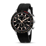 sector  270 45mm chronograph black dial black silicone strap watch
