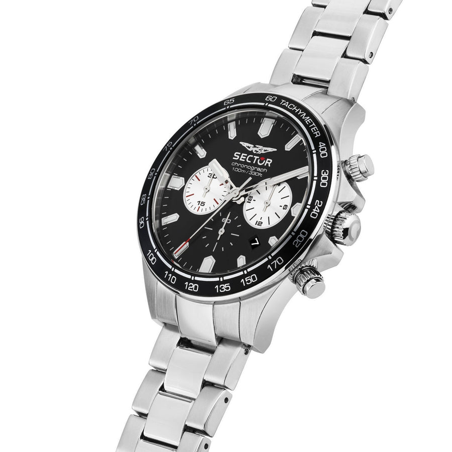 sector 230 43mm chr black dial stainless steel bracelet