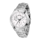 sector chronograph stainless steel white dial bracelet watch
