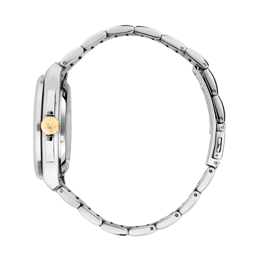 maserati velocita 41mm auto 3h bla dial stainless steel+yg bracelet