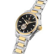 maserati velocita 41mm auto 3h bla dial stainless steel+yg bracelet