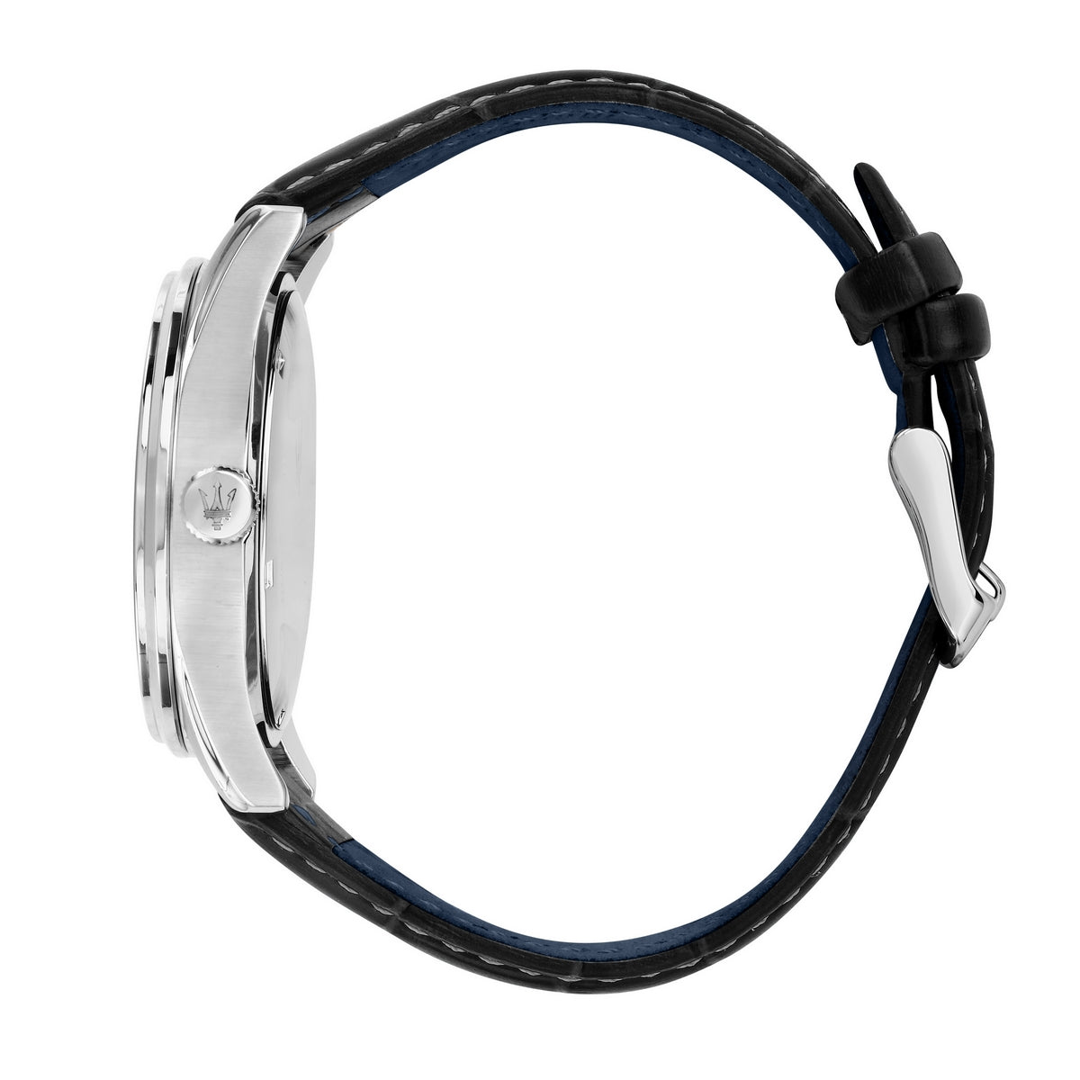 maserati sorpa stainless steel 42mm 3h blue dial black strap