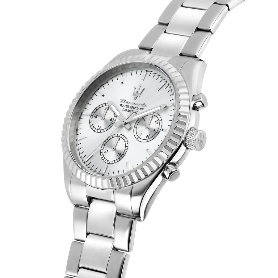 maserati competizione 43mm mult silver dial stainless steel bracelet