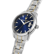 maserati succeso 42mm 3h blu+gun dial stainless steel+yg bracelet