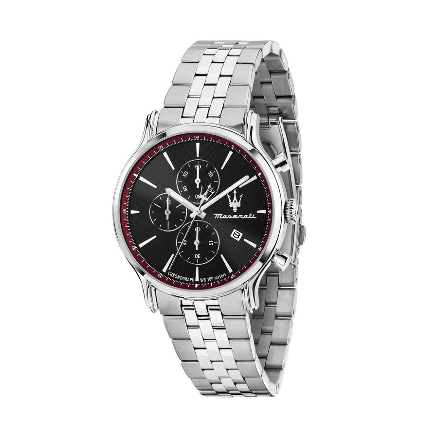 maserati epoca slim 40mm chronograph black dial stainless steel bracelet