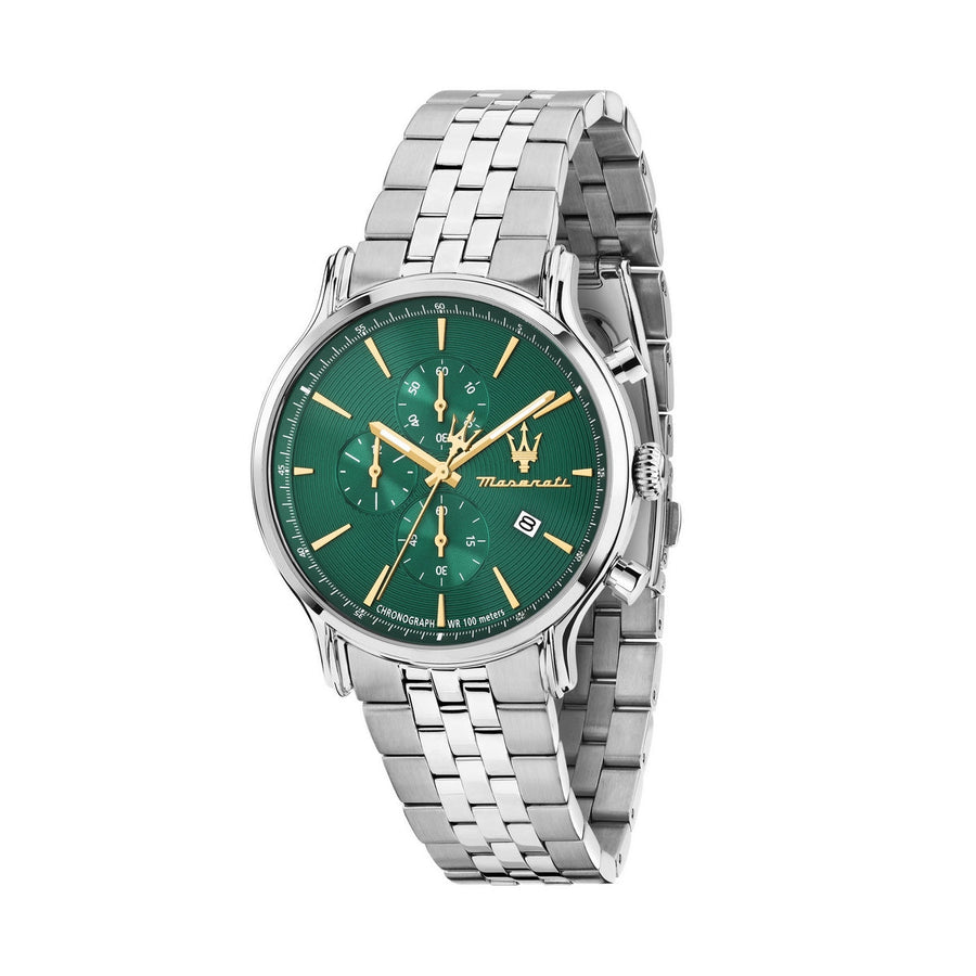 maserati epoca slim 40mm chronograph green dial stainless steel bracelet