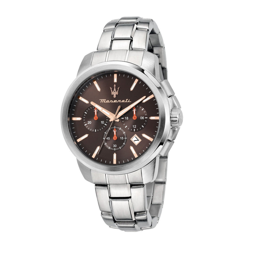 maserati successo 42mm chrono brown dial stainless steel bracelet