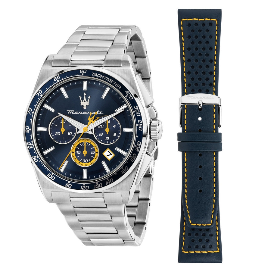 maserati velocita 43mm chrono blue dial stainless steel bracelet+blu s