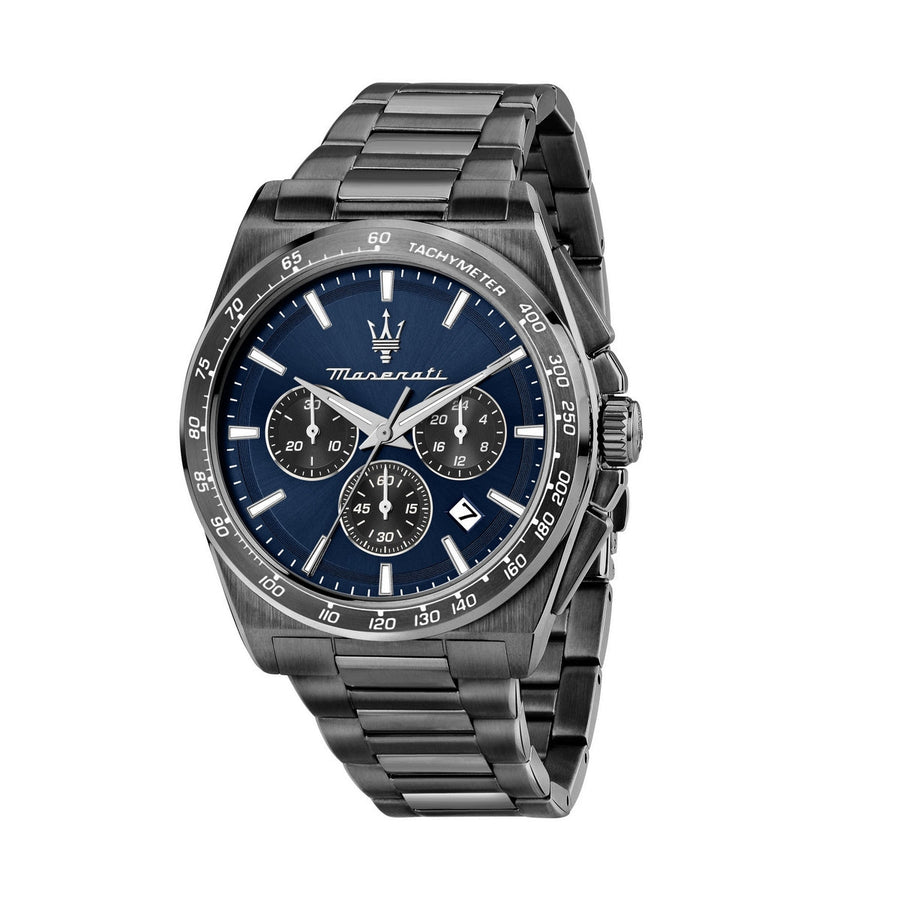 maserati velocita 43mm chrono blue dial dark gun bracelet