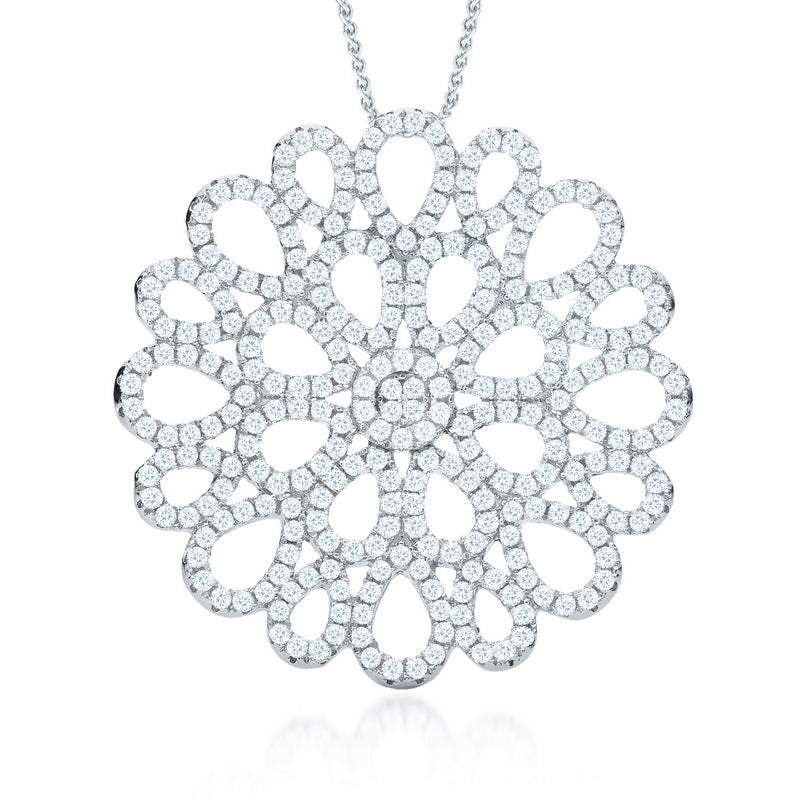large floral design sterling silver pendant.