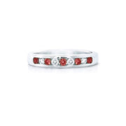 sterling silver ring with ruby-like stones, size 53