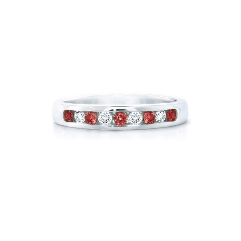 sterling silver ring with ruby-like stones, size 53