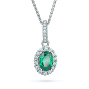 sterling silver pendant with a elegant emerald-like centre stone.