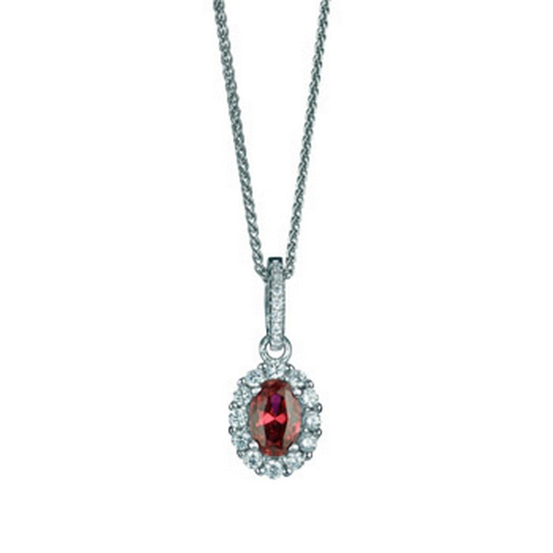 sterling silver pendant with a elegant ruby-like centre stone.