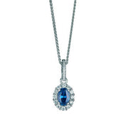 sterling silver pendant with a elegant sapphire-like centre stone.