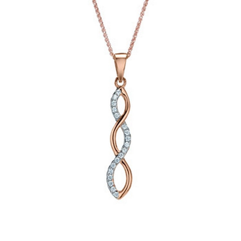 sterling silver rose-plated pendant with a small stone twist.