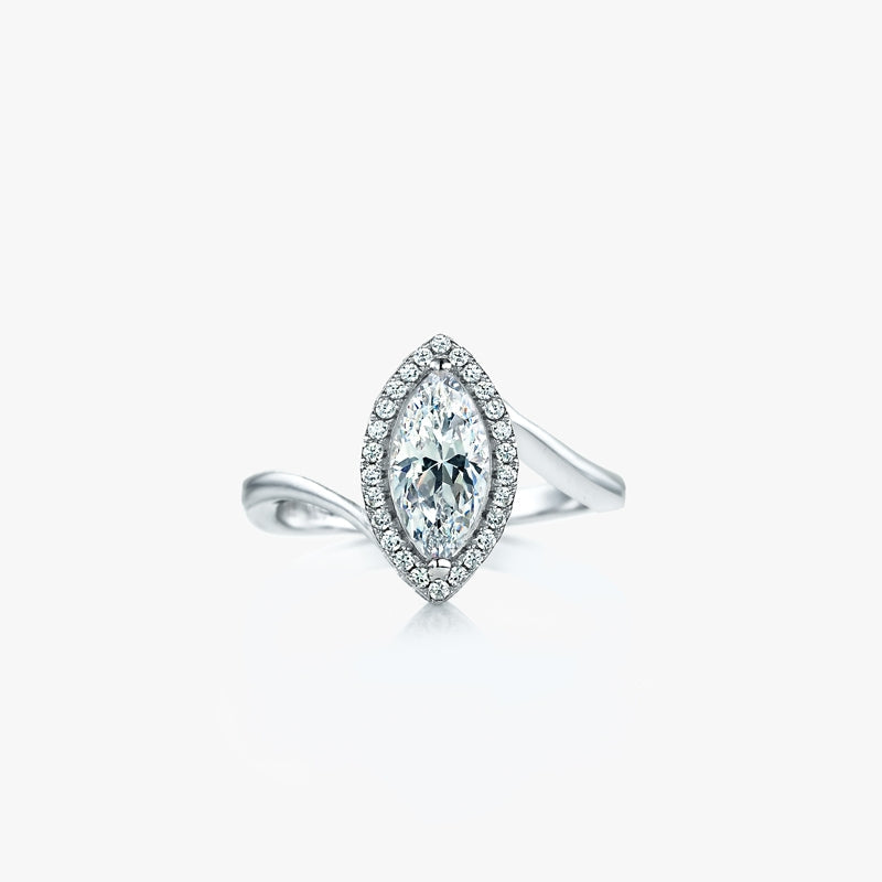 marquise raised center white stone with stonset outline size 54