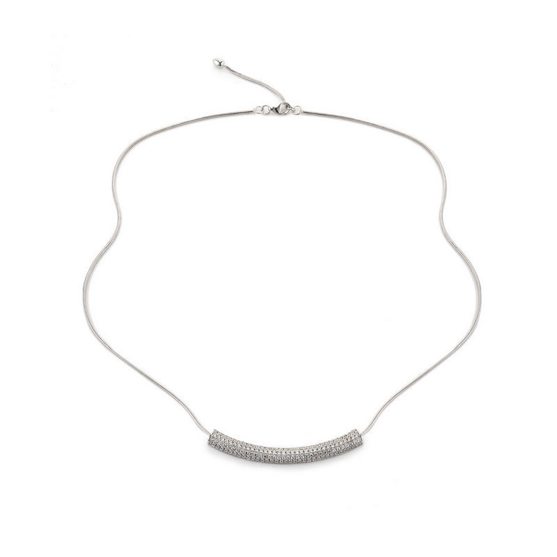 fully stoneset bar set on 14"-16" snake chain as a chocker necklace