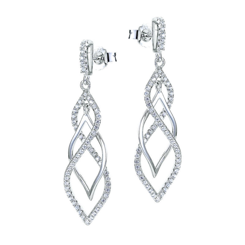 real effect stone set twist drop earrings