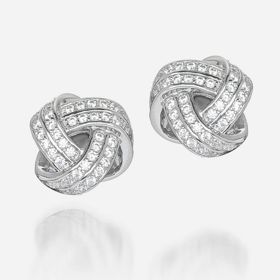 petite knotted bundle of zirconia gemstones in fine sterling silver