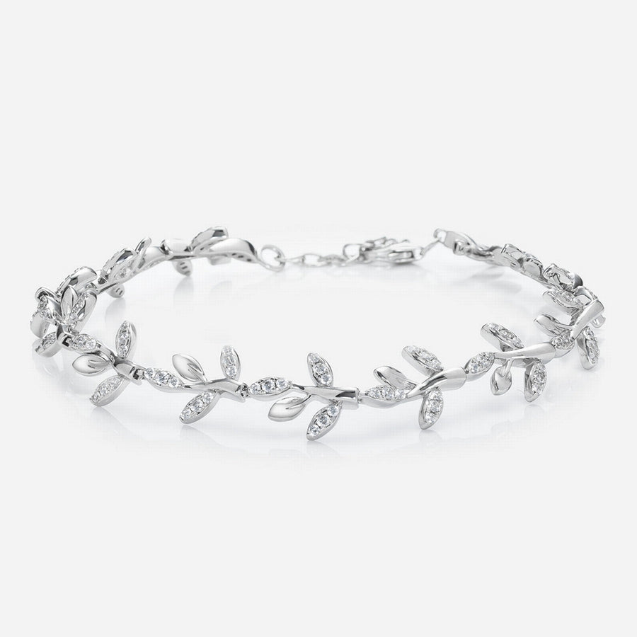 elegant floral bracelet with fine sterling silver and zirconia gemstones