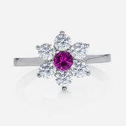 classic floral ring cluster with zirconia centrepiece in fine sterling silver