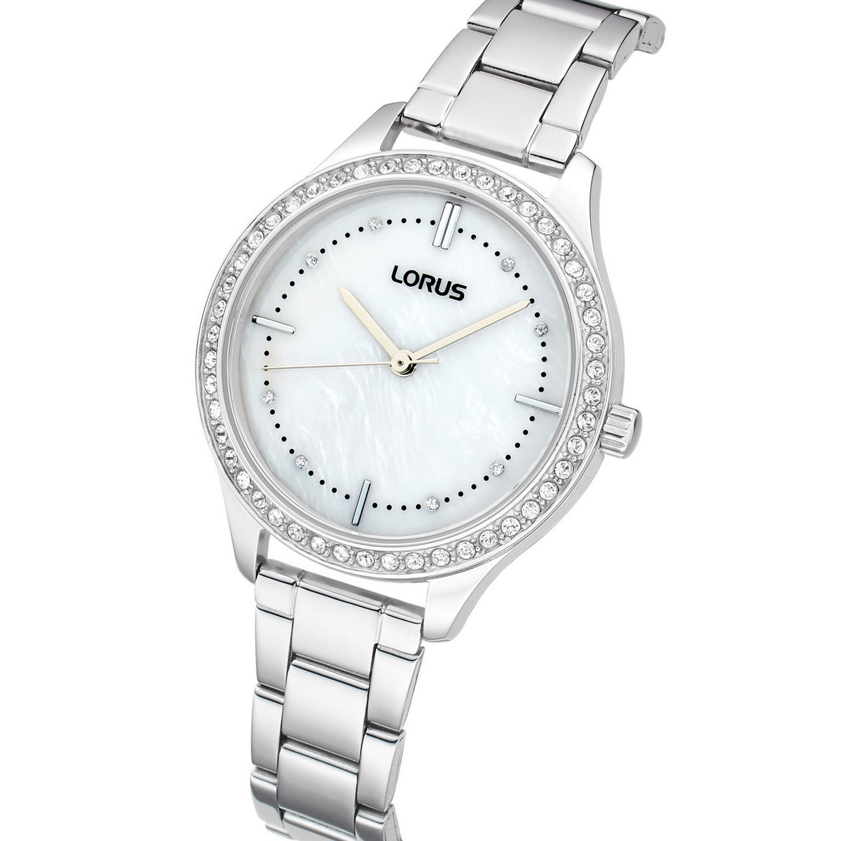 lorus quartz ladies stainless steel white dial bracelet watch