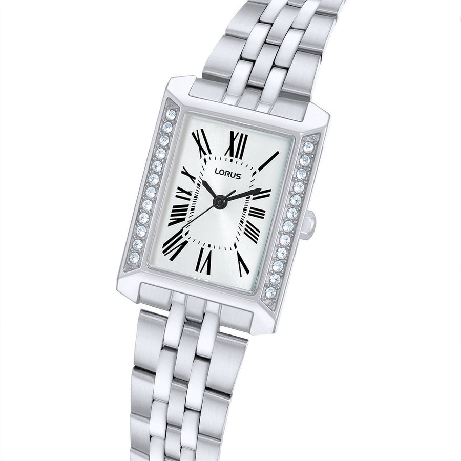 lorus quartz ladies stainless steel white dial bracelet watch