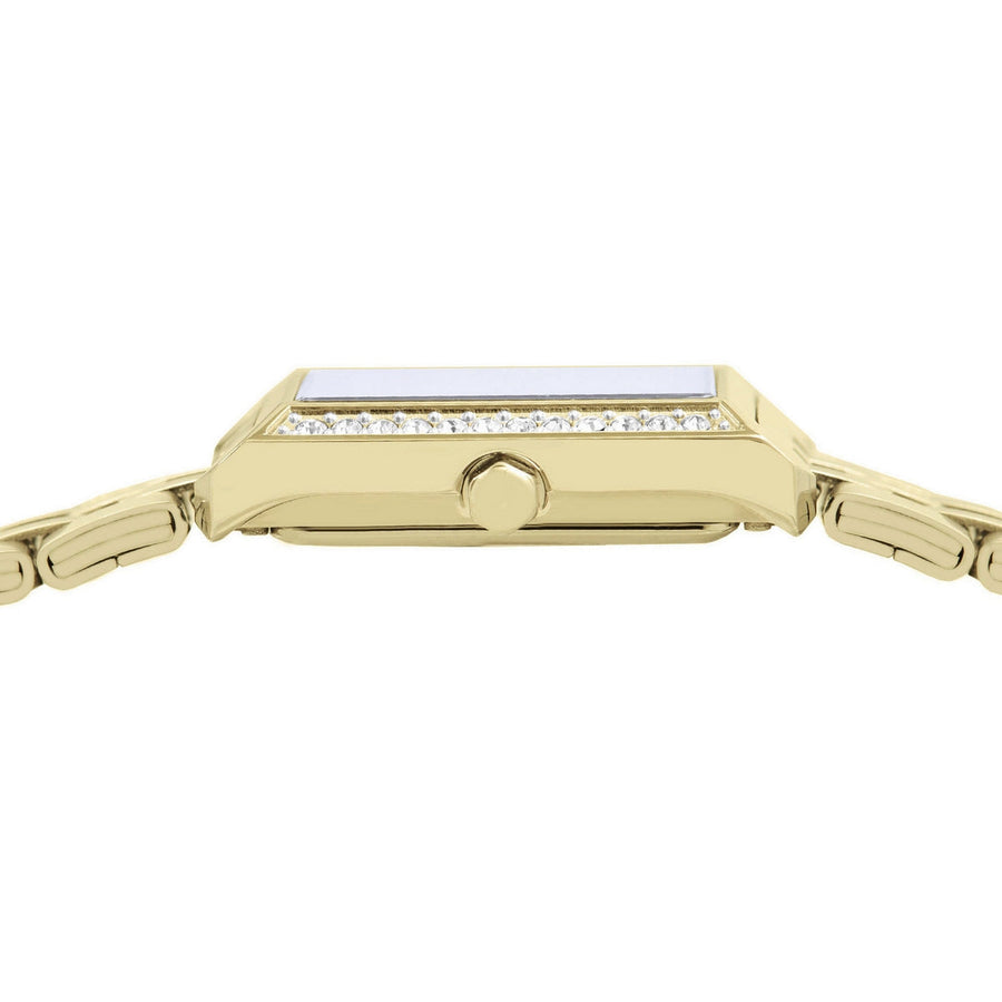 lorus quartz ladies gold plated white dial bracelet watch