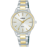lorus quartz ladies two tone white dial bracelet watch