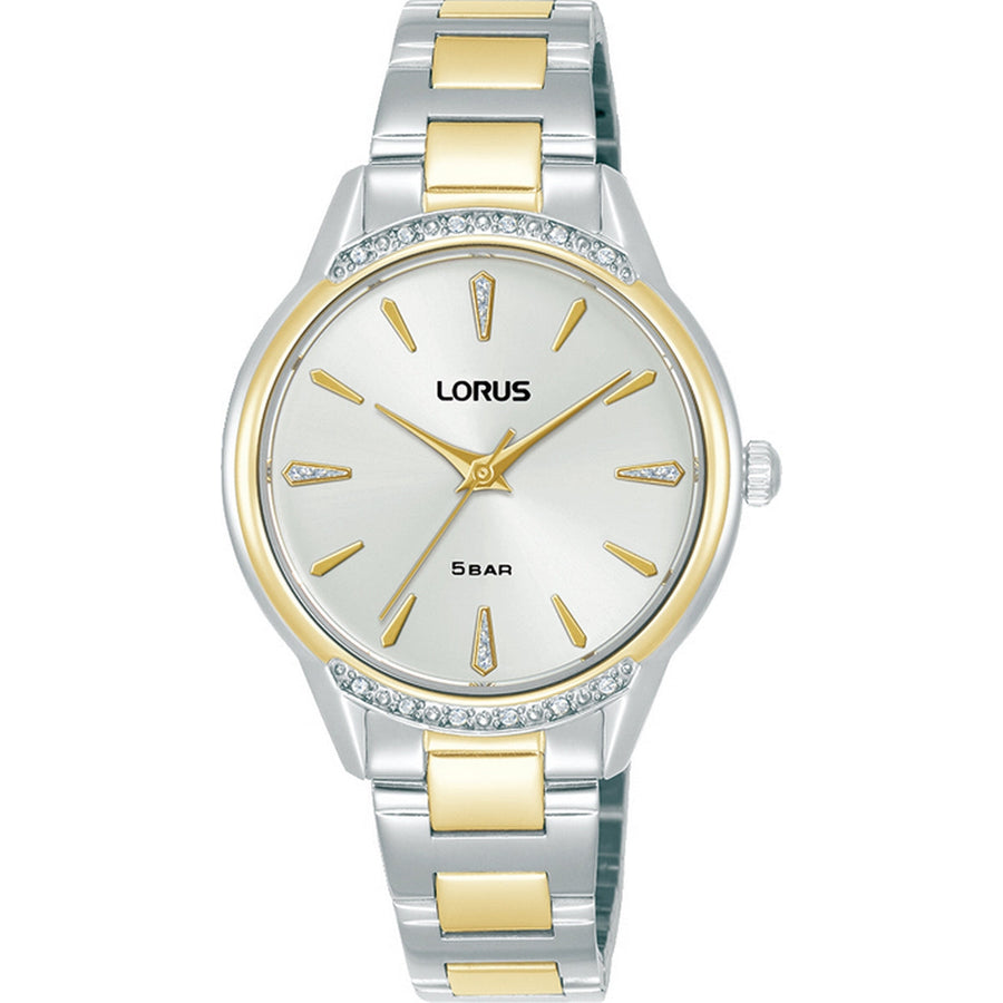 lorus quartz ladies two tone white dial bracelet watch